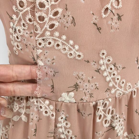 DRESS THE POPULATION River Dress Small Pink Lace Off Shoulder Fit Flare Midi NWT - Picture 9 of 16